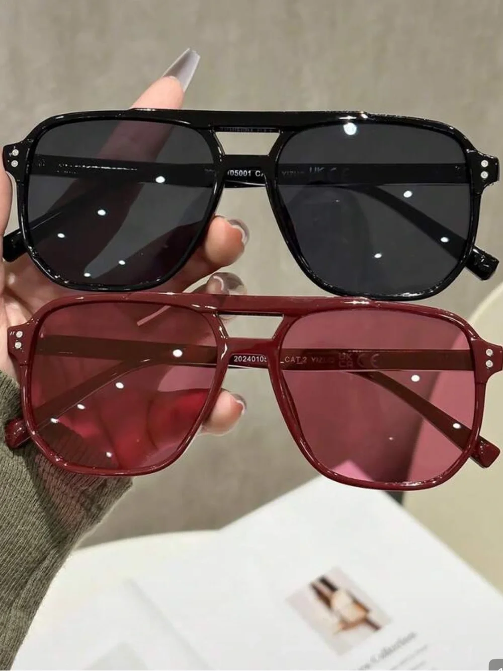 4 pair bundle NWT Stylish Women's Square Sunglasses - Black & Burgundy